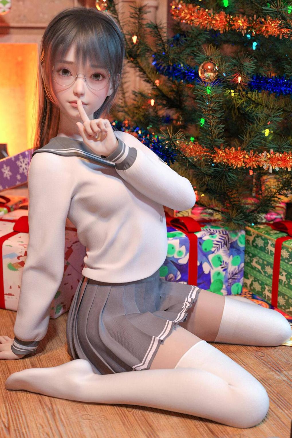JK制服圣诞节白色丝袜百褶裙少女高清手机壁纸